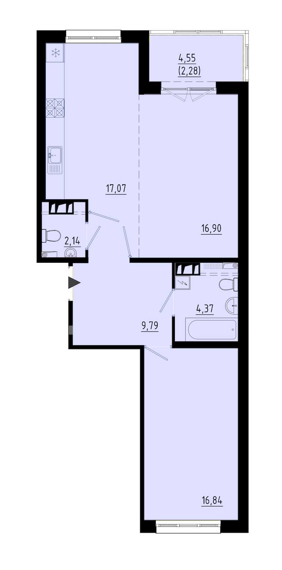 Однокомнатная квартира в : площадь 67.6 м2 , этаж: 3 – купить в Санкт-Петербурге
